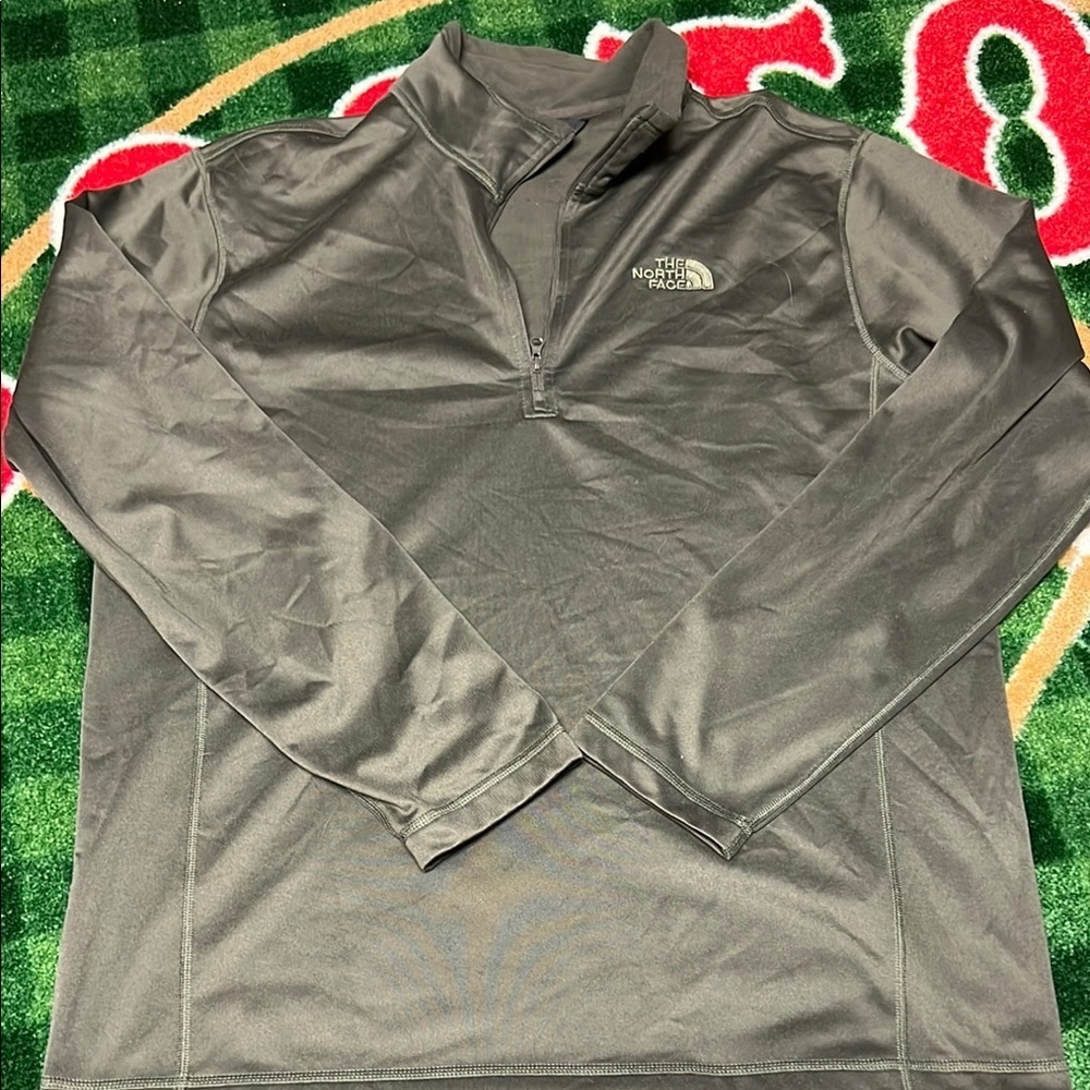 The North Face Jacket Mens Olive Green Fleece 1/4 Zip Pullover Sz LG